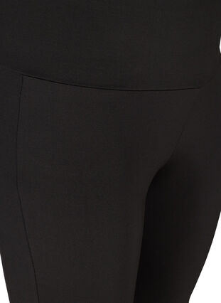 Ensfarget leggings med glidelås, Black, Packshot image number 2