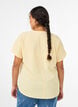 Bluse med korte ermer og rund hals, Gul, Model image number 2
