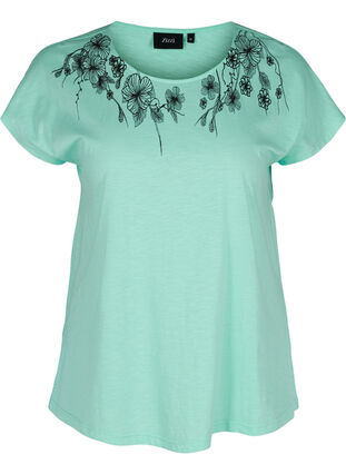 T-skjorte i bomull med mønster øverst, Cabbage FLOWER, Packshot image number 0