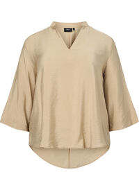 Solid farge bluse med 3/4 ermer