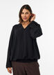 Bluse med ballongsilhuett og V-hals, Svart, Model image number 0