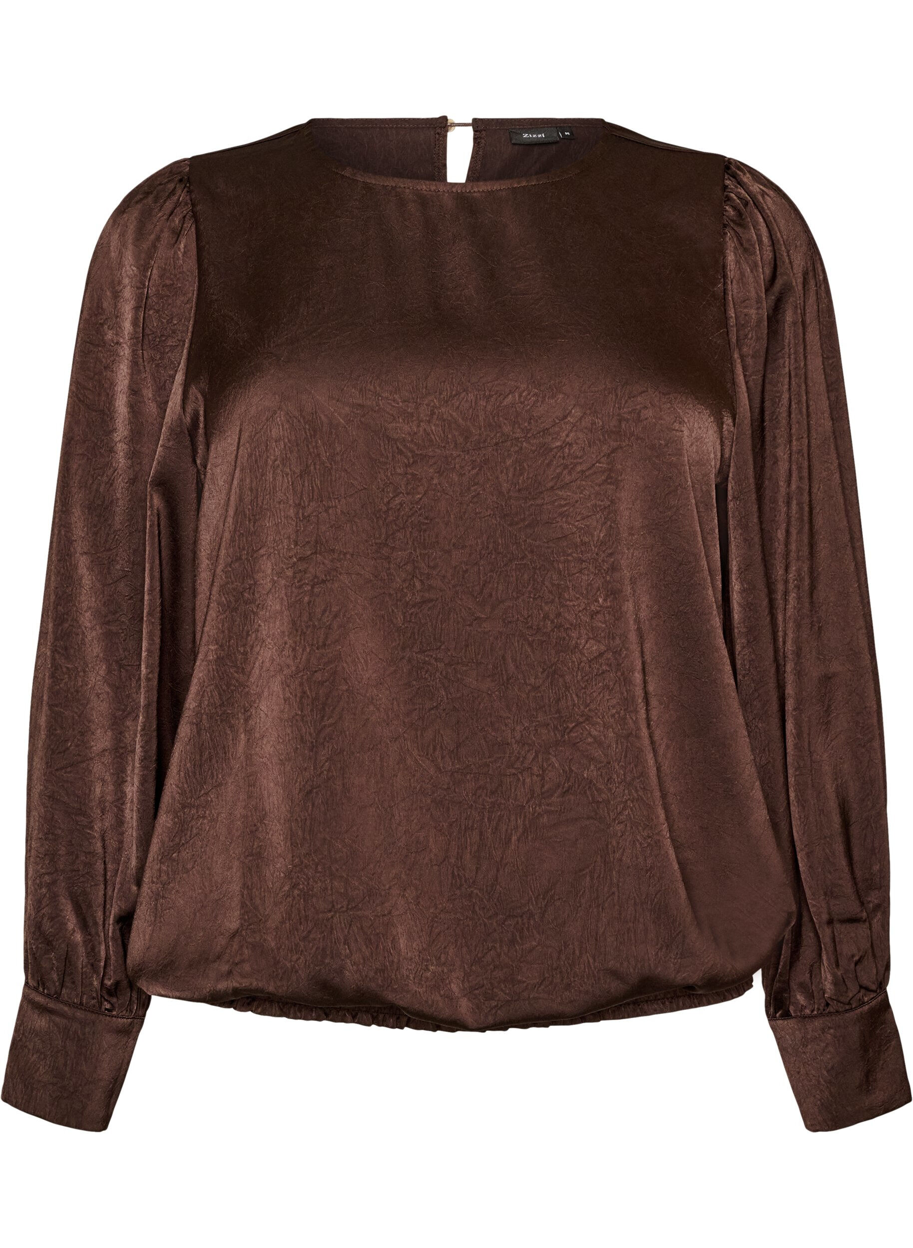 Bluse med satenglook og ballongfasong
