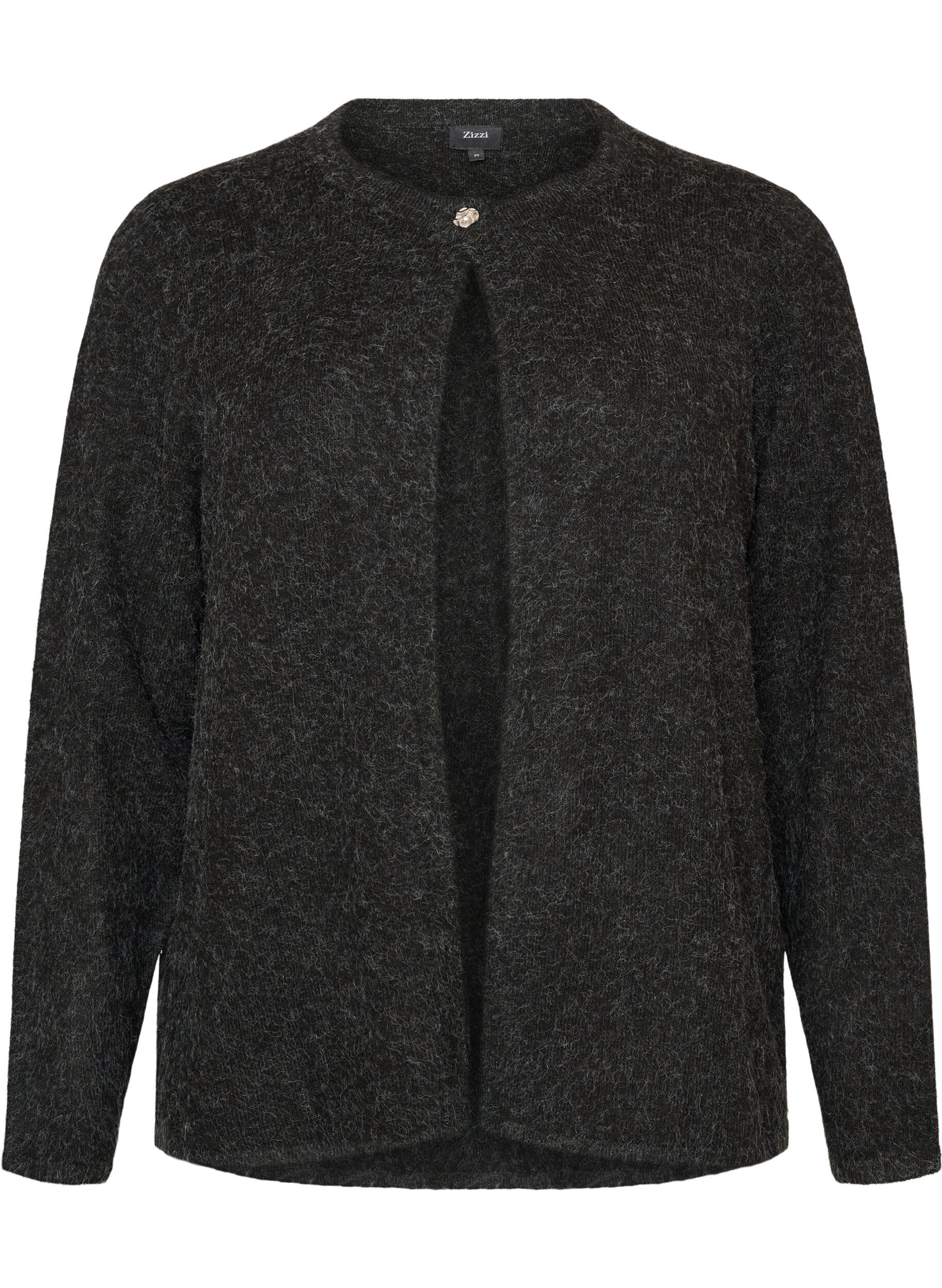 Strikket cardigan med rund hals og knappelukking