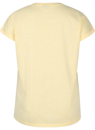 Melert T-skjorte i bomull, Pale Banana Melange, Packshot image number 1
