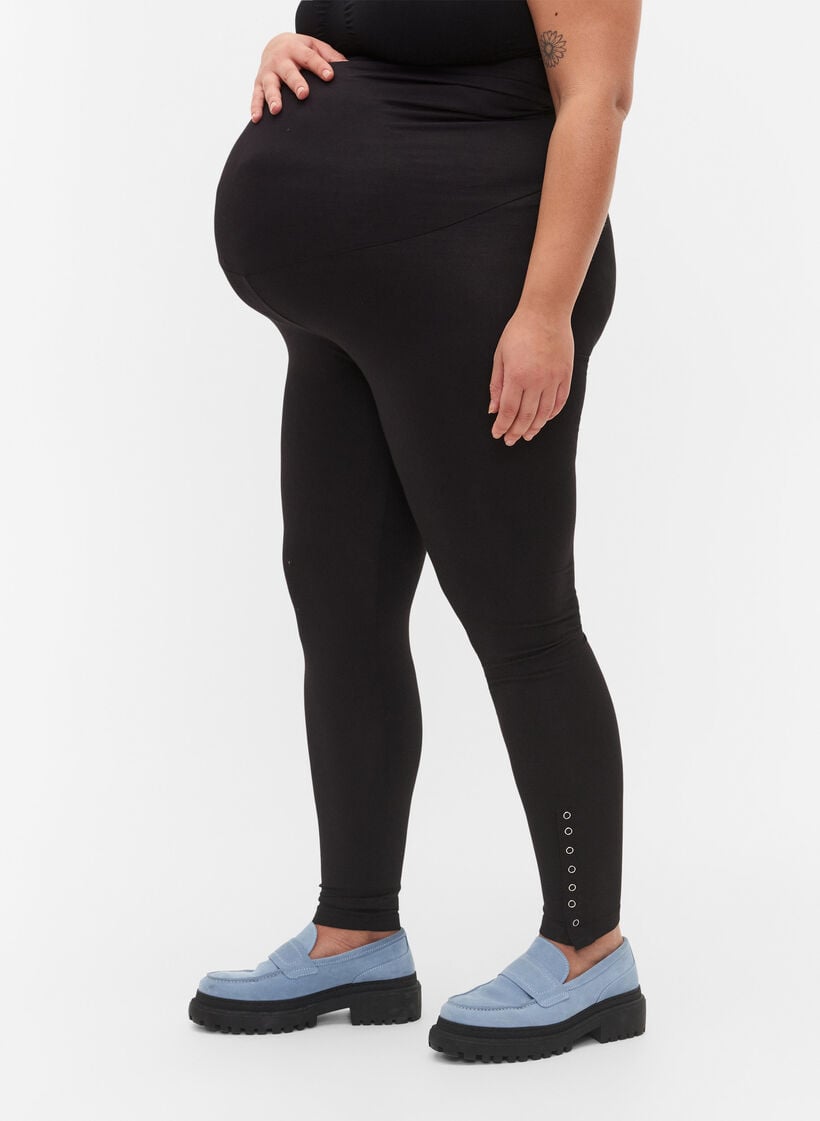 Leggings til gravide i viskose med knapper, Black, Model image number 3