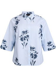 Stripete skjorte med blomstertrykk og 3/4-ermer, O. Air Stripe Flower