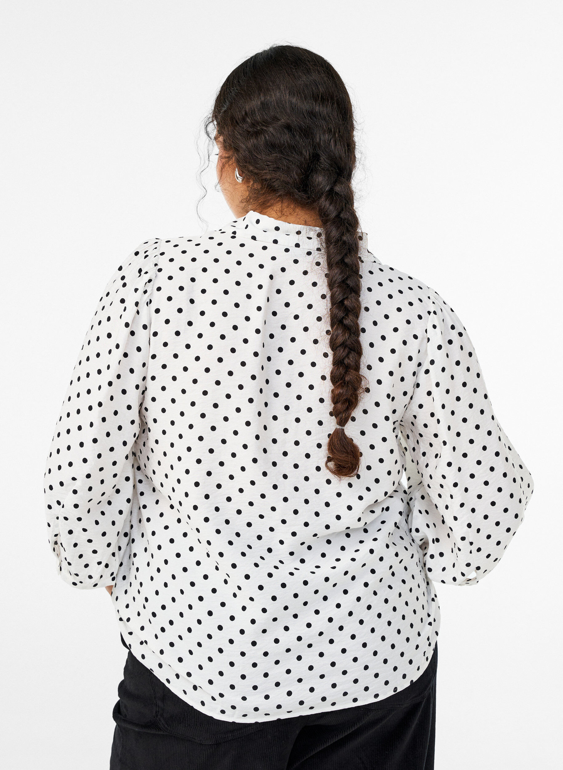 ZizziSkjorte med prikkete m&oslash;nster og 3/4 ermer, Hvit, Model image number 2