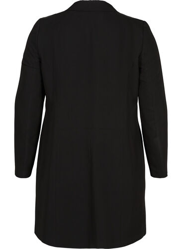 Klassisk, lang blazer i viskosemiks, Black, Packshot image number 1