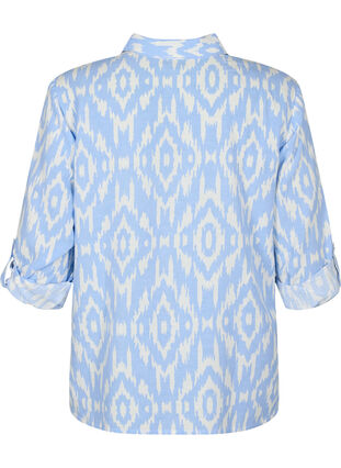 Mønstret skjorte med lin, Serenity AOP, Packshot image number 1