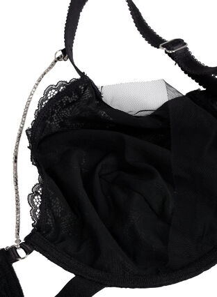 Zizzi Fulldekning blonde-BH med kjededetalj, Black, Packshot image number 3