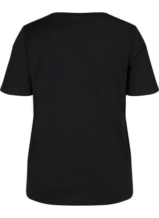 T-skjorte i organisk bomull med V-hals, Black, Packshot image number 1