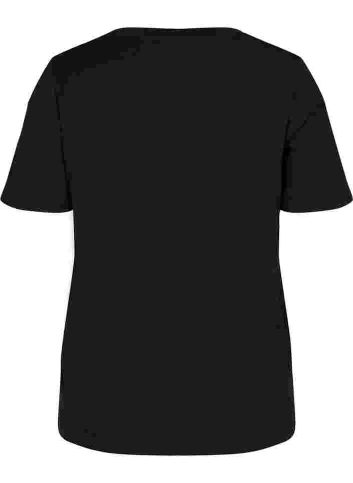 T-skjorte i organisk bomull med V-hals, Black, Packshot image number 1