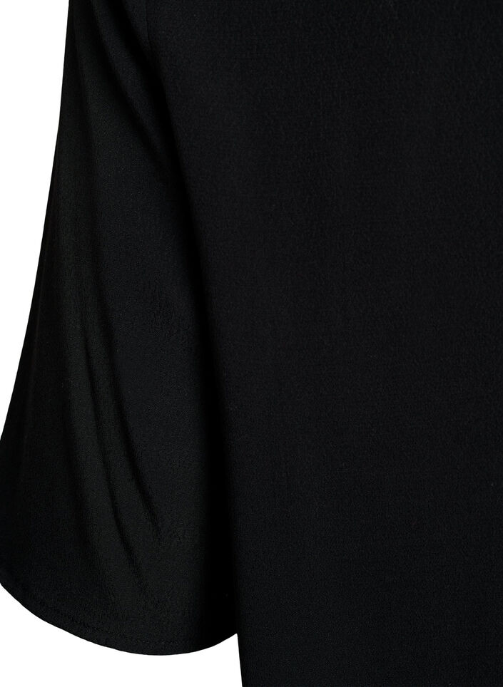 Kortermet bluse i viskose med trykk, Svart, Packshot image number 3