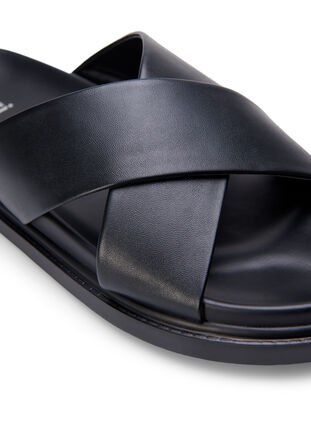 Sandal med bred passform og kryssede remmer, Black, Packshot image number 3