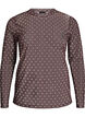 Bluse med mesh og prikker, Brun, Packshot image number 0
