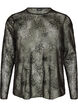 Bluse i mesh med blomster og paljetter, Svart, Packshot image number 0
