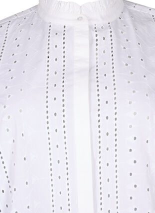 Bomullsskjorte med hullmønster, Bright White, Packshot image number 2