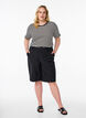 T-shirt med striper og ribbestrikket struktur, Svart, Model image number 1