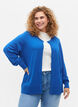 Strikket cardigan i viskose med knapper, Princess Blue, Model image number 0