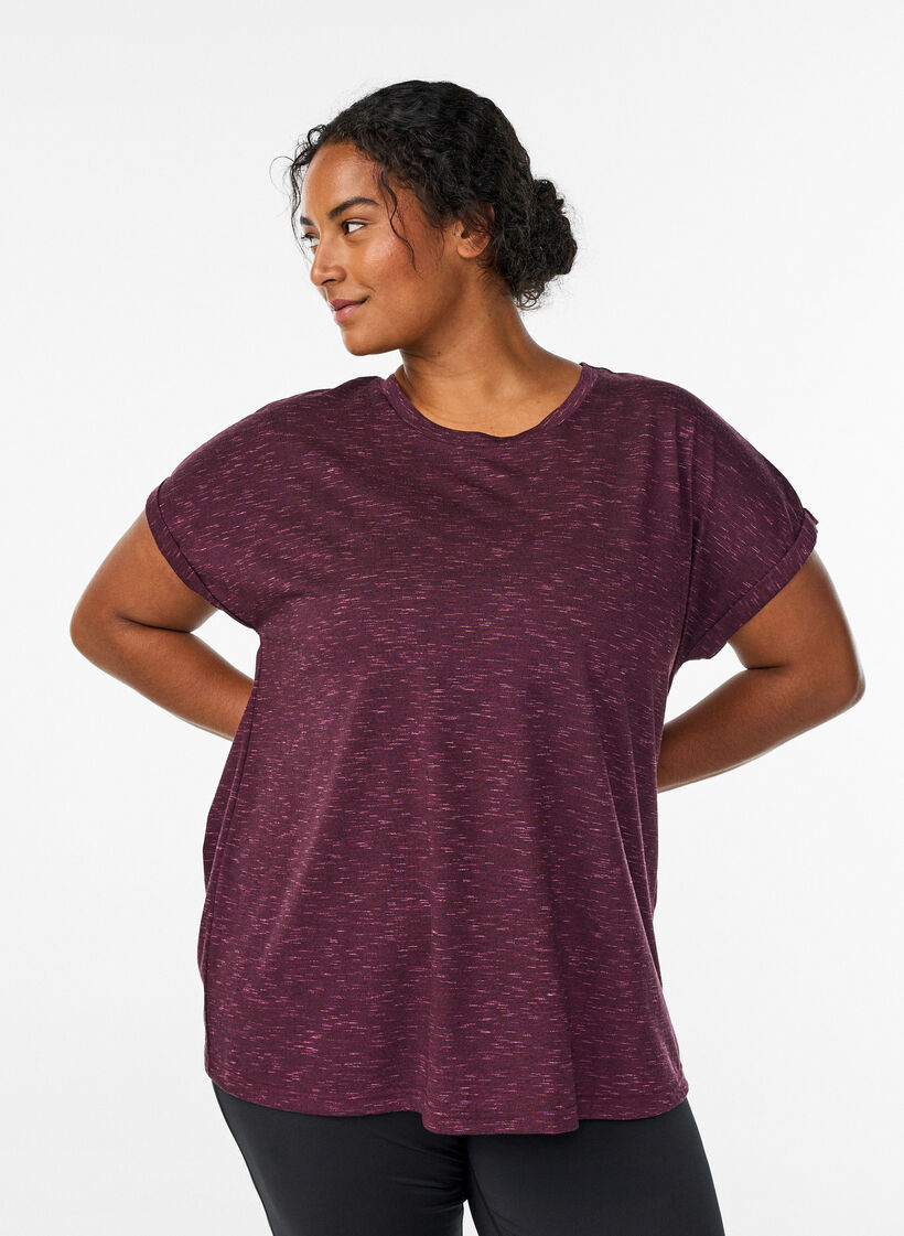 L&oslash;s trenings-T-skjorte med korte ermer, M&oslash;rk Bordeaux, Model image number 0