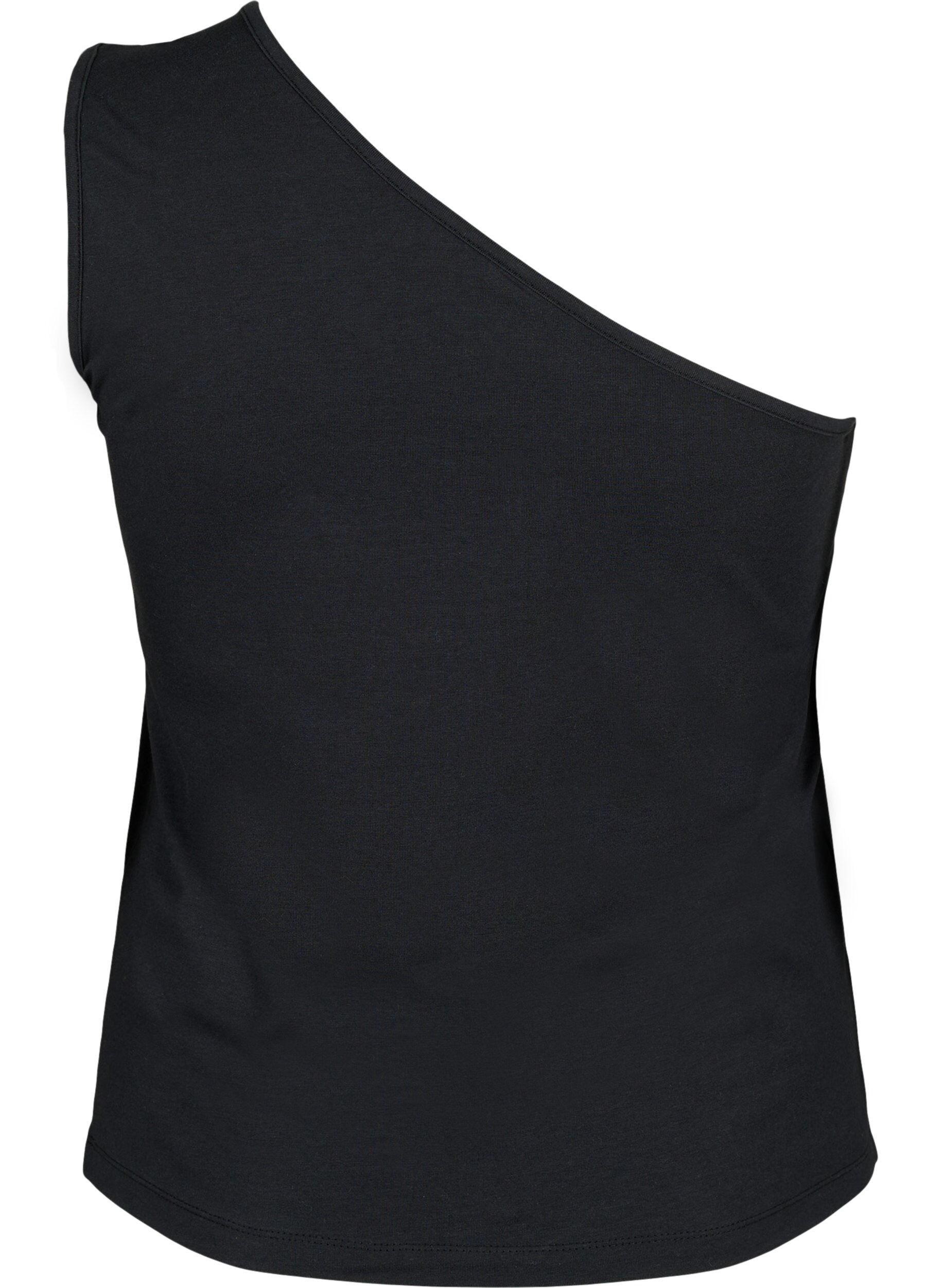Zizzi One shoulder-topp med rose, Black, Packshot image number 1