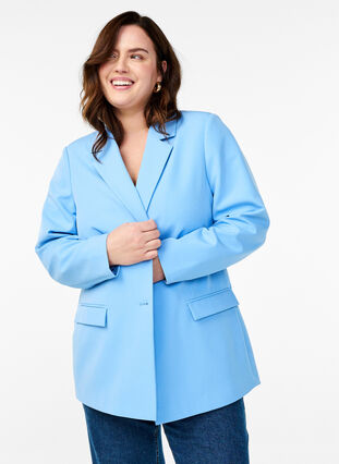 Zizzi Klassisk blazer med knappelukking, Della Robbia Blue, Image image number 0