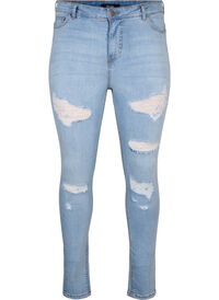 Slim-fit jeans med slitte detaljer
