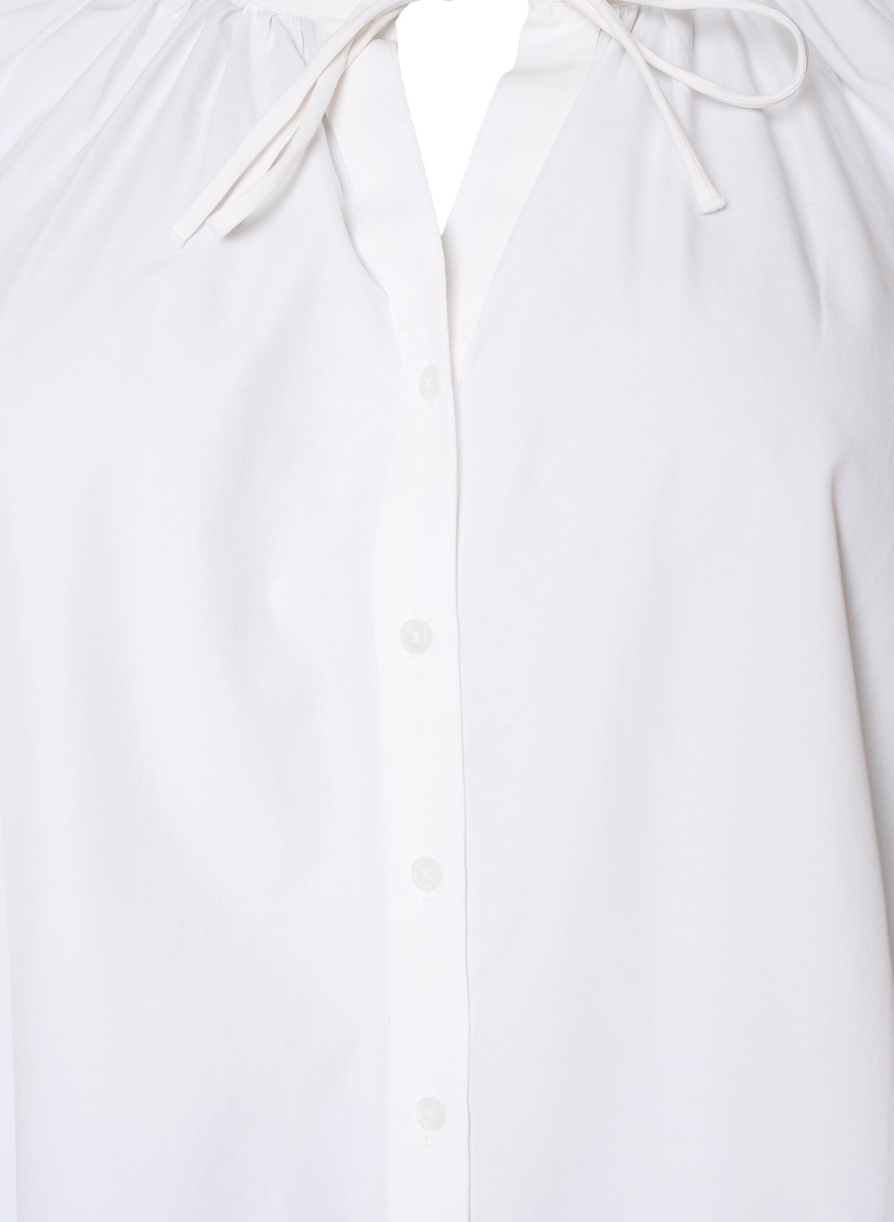 ZizziSkjortebluse med knappelukking og knytebelte, Hvit, Packshot image number 2