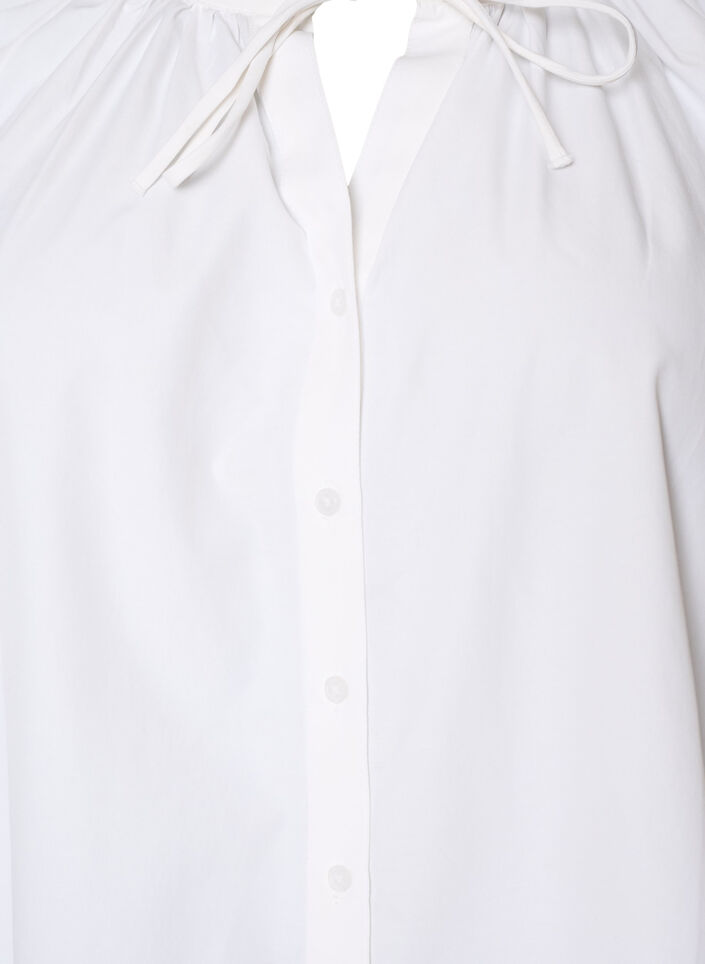 Skjortebluse med knappelukking og knytebelte, Hvit, Packshot image number 2