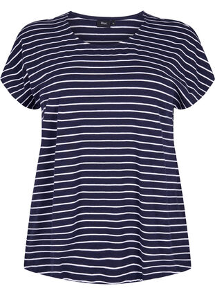 T-skjorte i bomull med striper, Night Sky W. Stripe, Packshot image number 0