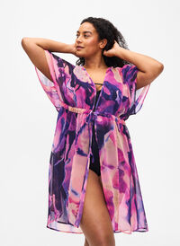 Strandkimono med trykk, Purple Swirl, Model