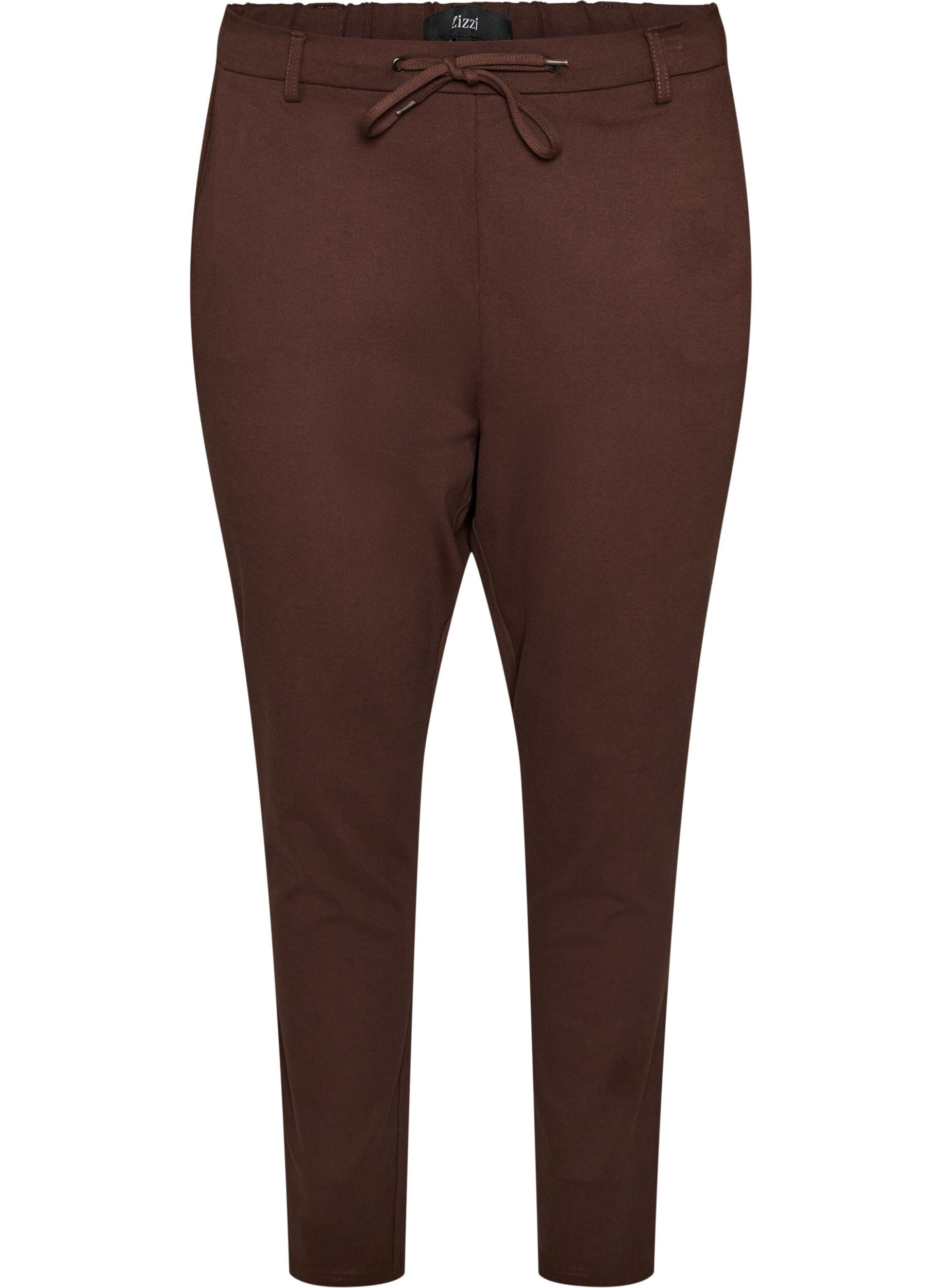 ZizziCropped Maddison bukser, Brun, Packshot image number 0