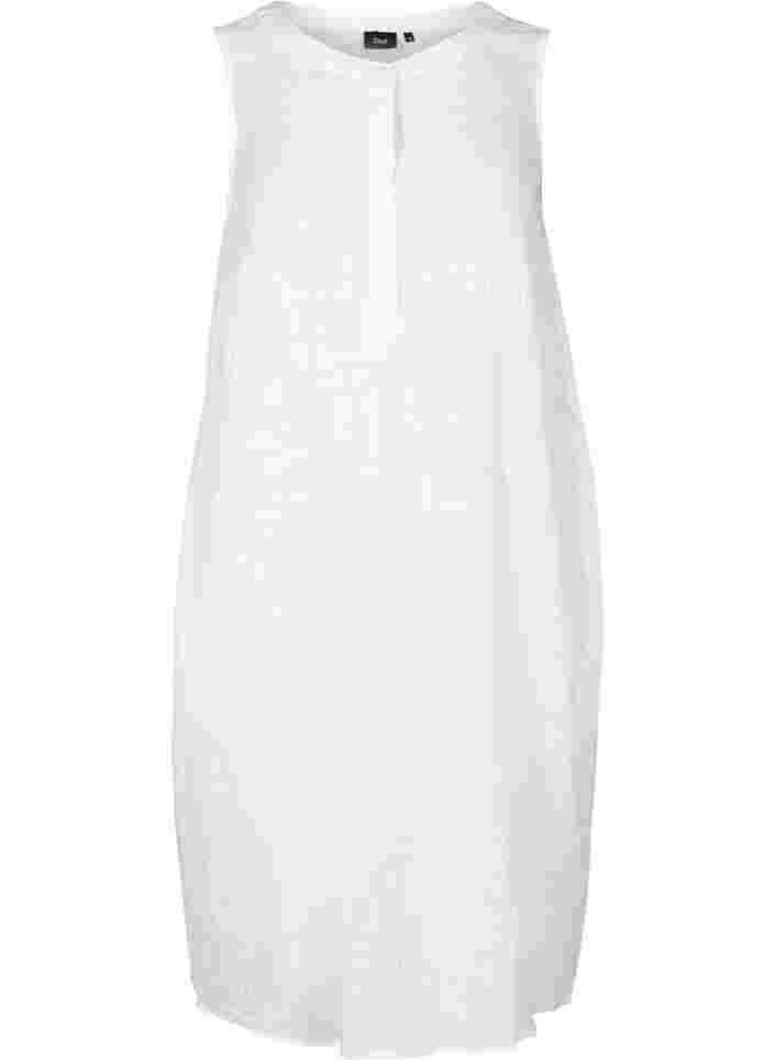 Ermeløs kjole i bomull, White, Packshot image number 0