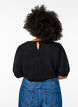 Strukturert bluse med korte ermer, Svart, Model image number 2