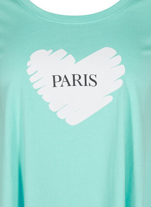 Kortermet T-skjorte i bomull med A-form, Aqua Sky PARIS, Packshot image number 2