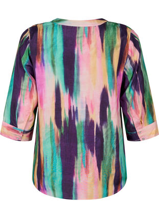 Mønstrete skjorte med 3/4-ermer, Purple AOP, Packshot image number 1
