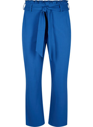 Bukser med høy midje, volanger og knytebånd, Blue Quartz, Packshot image number 0