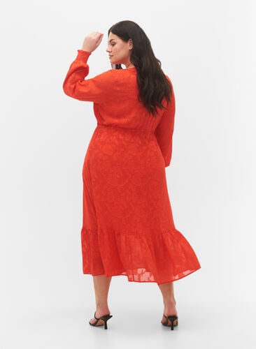 Langermet midi kjole i jacquard look, Orange.com, Model image number 1