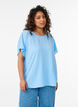 Bluse med korte ermer og rund hals, Bl&aring;, Model image number 0