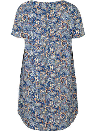 Kortermet tunika med paisleymønster, Dark Blue Paisley , Packshot image number 1
