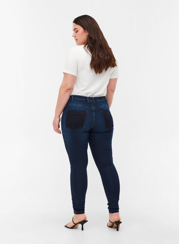 Super slim Amy jeans med høyt liv, Dark blue, Model image number 2