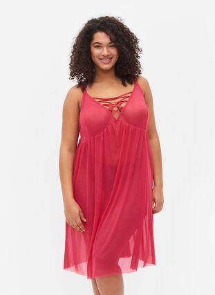 Zizzi Nattkjole i mesh med string, Jazzy, Model image number 0