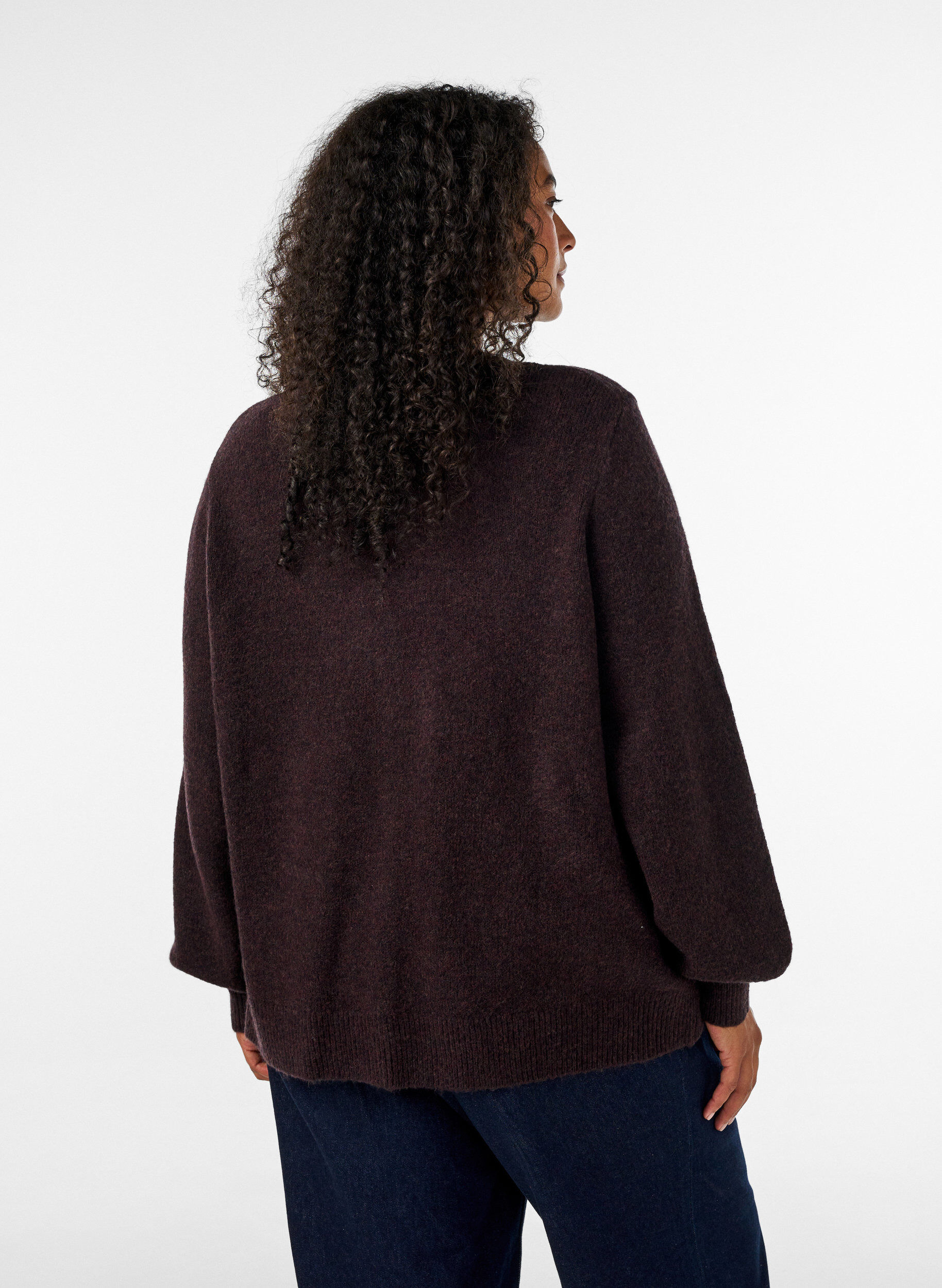 ZizziCardigan med hjerteformede knapper, Brun, Model image number 2
