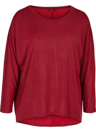 Ensfarget bluse med lange ermer, Red, Packshot image number 0