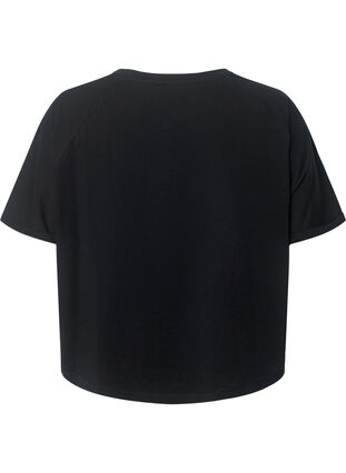 Treningst-skjorte i bomull med print, Black w. Work For It, Packshot image number 1