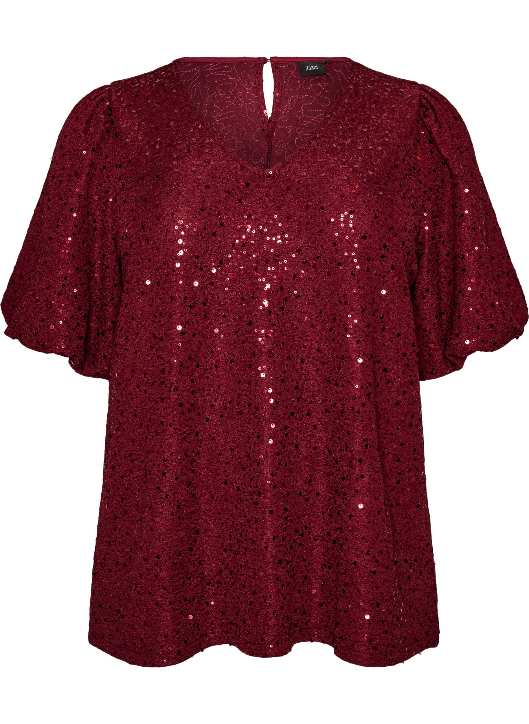Paljettbluse med ballongermer