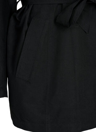 Trenchcoat med belte og lommer, Black, Packshot image number 3