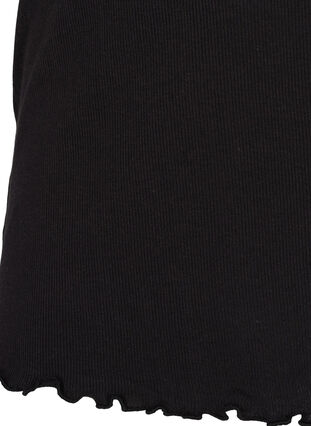 T-skjorte i ribbet struktur med blondekant, Black, Packshot image number 3
