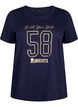 T-skjorte i bomull med tekstmotiv, Evening Blue w. 58, Packshot image number 0