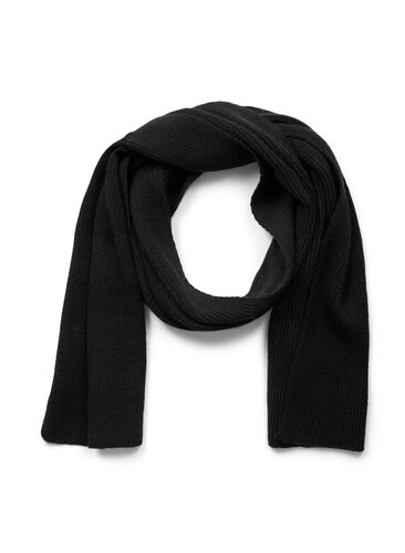 Ensfarget skjerf med viskose, Black, Packshot image number 0